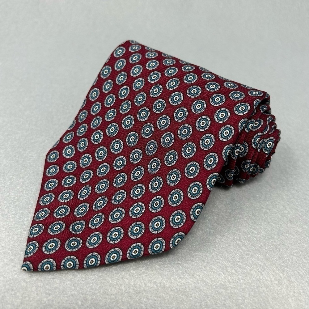 Liberty of London Red Blue Geometric "Floral" 100% Silk Necktie Tie Ties USA
